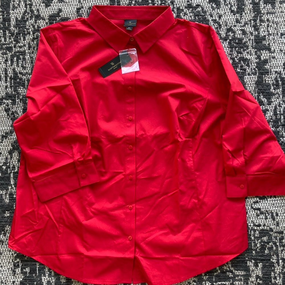 Worthington Dress Shirt Size 3X in Cherry Cordial